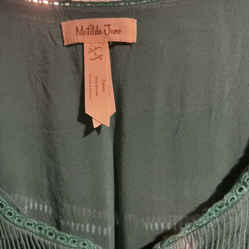 Matilda Jane Emerald Green Maxi Dress with Coral Buttons - Picture 3 of 4